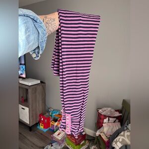 Matilda Jane 436 Girls Purple & Navy Striped Leggings with Buttons Size 10 GUC